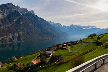 View over the lake Walensee in Switzerland