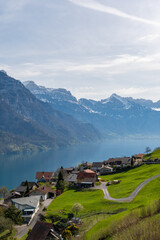 Fototapeta na wymiar View over the lake Walensee in Switzerland