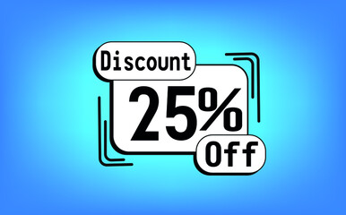25 percent off white balloon on blue background