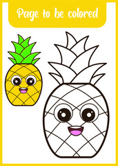 coloring book for kid pineapple