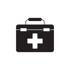 First aid kit icon in black flat glyph, filled style isolated on white background