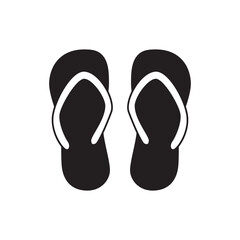 Beach flipflops footwear icon in black flat glyph, filled style isolated on white background