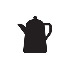 Obraz premium Coffee pot icon in black flat glyph, filled style isolated on white background