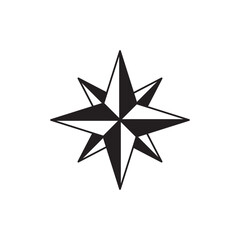 Obraz premium Compass direction, windrose icon in black flat glyph, filled style isolated on white background