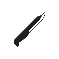Hunting knife icon in black flat glyph, filled style isolated on white background