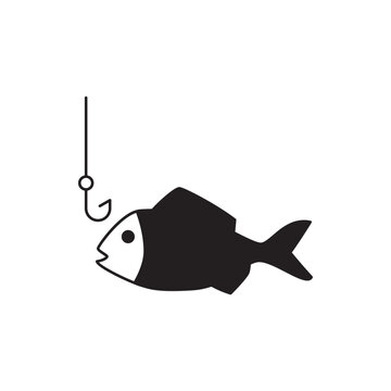 recommend clip art: fishing hook icon in black flat glyph, filled style isolated on white background