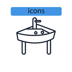 Wash basin icon icons  symbol vector elements for infographic web