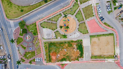 Panoramic aerial image of the city center of Ilhota