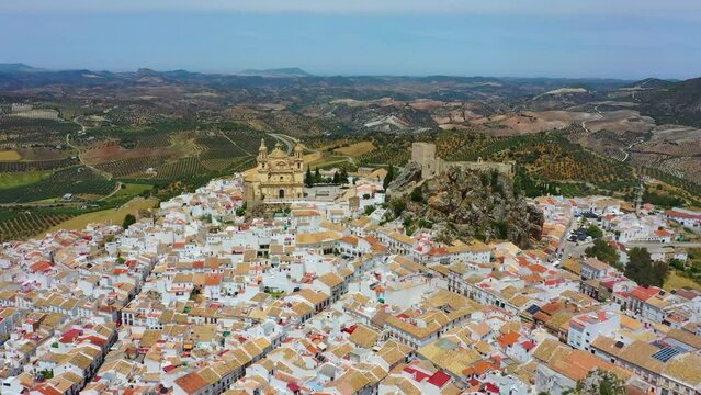 Aerial view of Spanish town Olvera