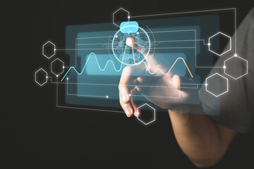 Finger touching Modern Virtual technology