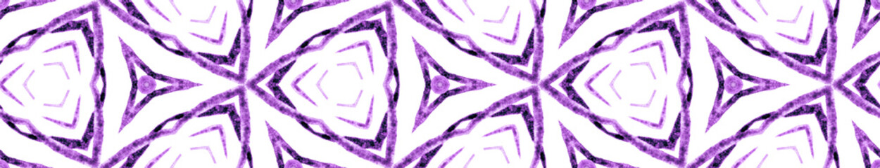 Fototapeta na wymiar Purple summer Seamless Border Scroll. Geometric Wa