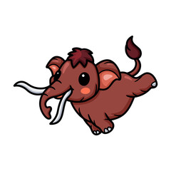Cute little mammoth cartoon running