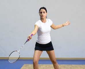 badminton player with racket	