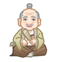 座っている徳川家康の様な殿様