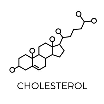 Vector thin line icon of cholesterol molecular structure. Chemical formula