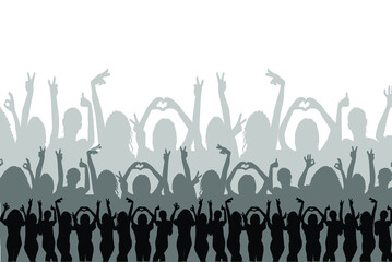 Naklejka premium Silhouettes of a group of women in a concert
