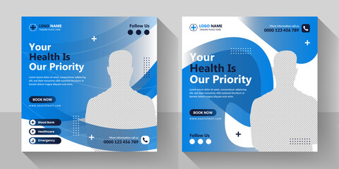 Professional medical social media post and healthcare poster for hospital clinic.