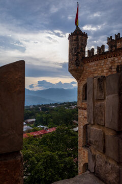 Watching the sunset in the Peruvian jungle from an old castle.