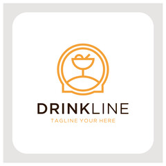 Fruit juice logo. Drink fresh logo line art vector.