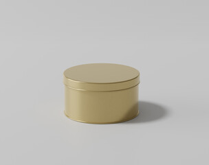 Metal container, Blank gold round tin container box, 3d rendering, 3d illustration