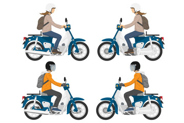 原付バイクに乗る人その1 © まんもす