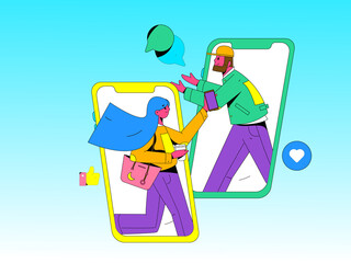 Virtual business concept business vector illustration
