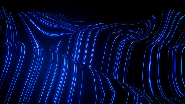 Data Transfer Concept. Blue, Futuristic Digital Style. 3D Render.