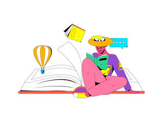 Reading character flat vector concept operation illustration
