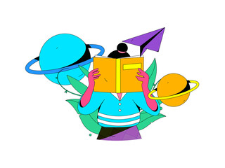 Reading character flat vector concept operation illustration
