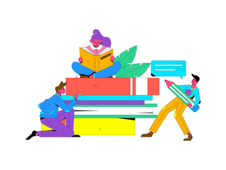 Reading character flat vector concept operation illustration
