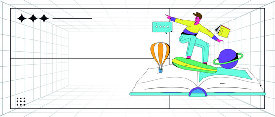 Reading character flat vector concept operation illustration
