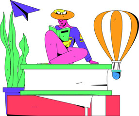 Reading character flat vector concept operation illustration
