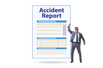 Fototapeta premium Filling in accident report in insurance concept