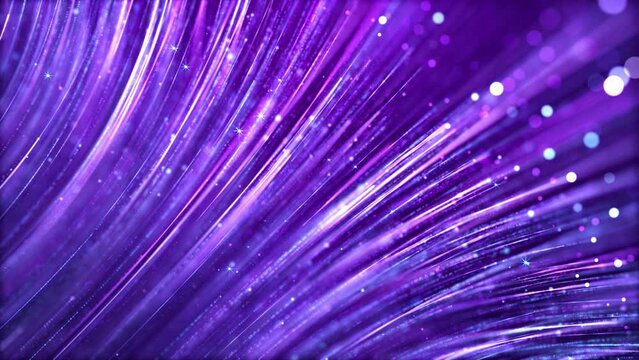 Fantasy purple particle stripes keep rising, shining particle light video, elegant particle lines background. Wedding background video, stage performance LED background.