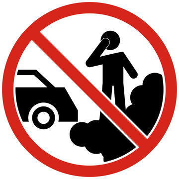 No idling, turn off engine. Prohibition Sign On White Background