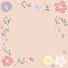 Fototapeta premium ピンクと紫のお花のフレーム