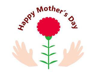 母の日、両手でカーネーションを贈る