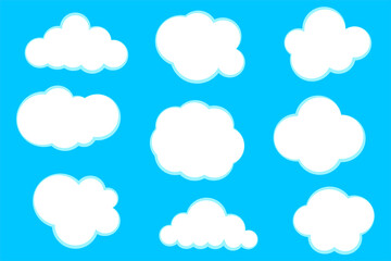 Cartoon clouds. Blue background. Vector illustration. stock image.
