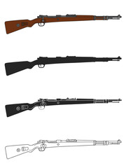 German WW2 rifle. Vector illustration set