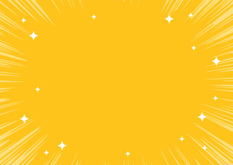 黄色の集中線とキラキラの背景フレーム