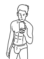 Obraz premium black and white of cute man cartoon for coloring