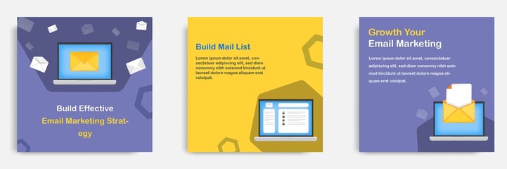 3D cartoon style. Social media informative email marketing list tips post banner template layout design. Mail target receiver and subscriber