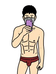 Fototapeta premium cute man cartoon on white background