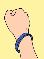 hand and finger cartoon on yellow background