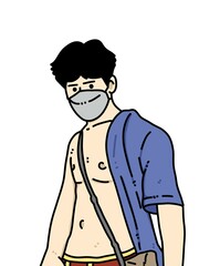 cute man cartoon on white background