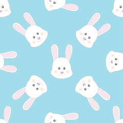 Obraz na płótnie Canvas Cute little Easter bunny face. Vector Cartoon illustration. Seamless pattern