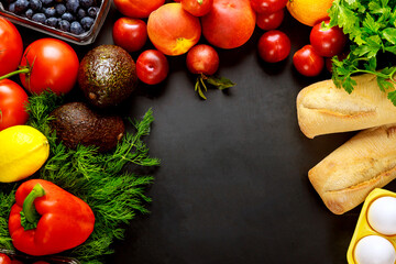 Healthy fruits and vegetable. Diet or keto food.