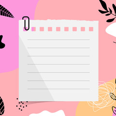 Paper note on floral art square background