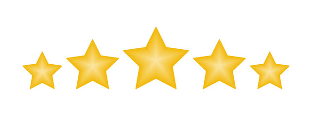 Five stars yellow isolated on white background. Vector illustration.