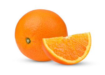 Orange with slice of orange isolated on white background with clipping path.
